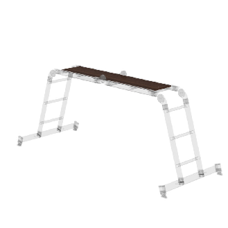MUNK Vielzweckleiter mit Nivello Traverse und Holzbelag 2x2 + 2x3 Sprossen-Beschreibung lesen