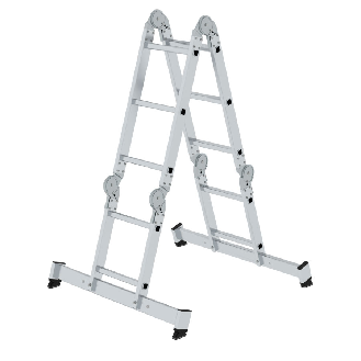 MUNK Vielzweckleiter mit Nivello Traverse und Holzbelag 2x2 + 2x3 Sprossen-Beschreibung lesen