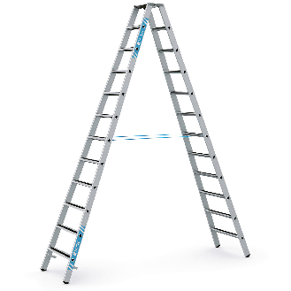 Zarges gebördelte Stufen-Stehleiter R13step-B eloxiert 2x12 Stufen-Beschreibung lesen