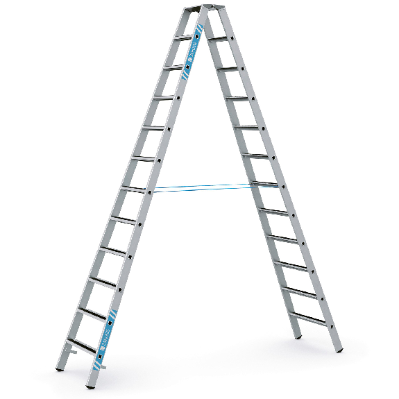 Zarges gebördelte Stufen-Stehleiter R13step-B eloxiert 2x12 Stufen-Beschreibung lesen