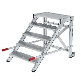 MUNK Arbeitspodest fahrbar Aluminium geriffelt 800mm Stufenbreite 5 Stufen-Beschreibung lesen