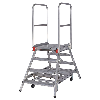 Euroline Premium 516 Mobile Podesttreppe beidseitig begehbar mit Zentralfeststellung fahrbar 4 Stufen