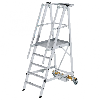 Podestleiter fahrbar mit schmaler Traverse 5 Stufen-Beschreibung lesen