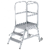 MUNK Podestleiter mit Rollen und Griff Aluminium geriffelt 3 Stufen