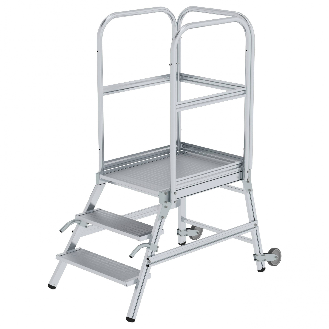 MUNK Podestleiter mit Rollen und Griff Aluminium geriffelt 3 Stufen-Beschreibung lesen