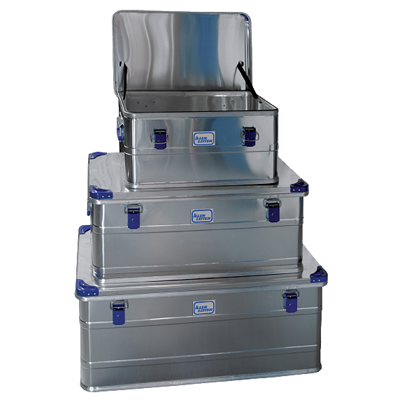 Aluminiumbox 3in1-Set mit 3 Boxen mit Stapelecken und 49-146l Volumen-Beschreibung lesen