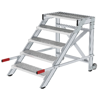 Arbeitsplattform mobil aus Stahl mit Gitterrost 800 mm, 5 Stufen-Beschreibung lesen