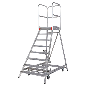 Euroline Premium 515 Mobile Podesttreppe einseitig mit Zentralfeststellung 8 Stufen-Beschreibung lesen