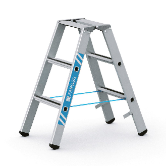Zarges gebördelte Stehleiter, eloxiert Saferstep B 2x3 Stufen-Beschreibung lesen