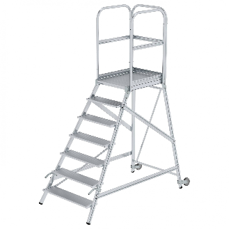 MUNK Podestleiter mit Rollen und Griff Aluminium geriffelt 7 Stufen-Beschreibung lesen