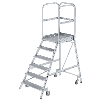 MUNK Podestleiter fahrbar Aluminium geriffelt 6 Stufen-Beschreibung lesen