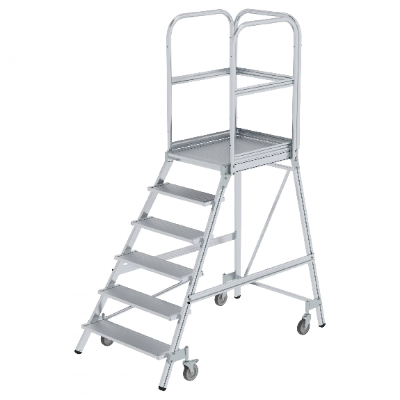 MUNK Podestleiter fahrbar Aluminium geriffelt 6 Stufen-Beschreibung lesen
