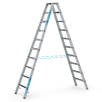 Zarges gebördelte Stufen-Stehleiter R13step-B eloxiert 2x10 Stufen-Beschreibung lesen