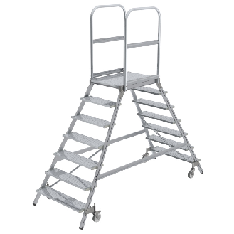 MUNK Podestleiter fahrbar Aluminium geriffelt 2x7 Stufen-Beschreibung lesen
