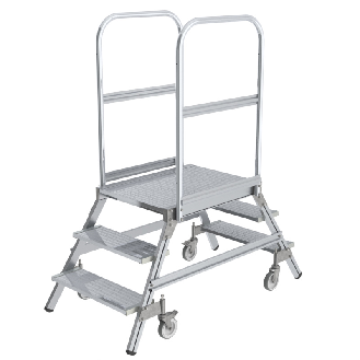 MUNK Podestleiter fahrbar Aluminium geriffelt 2x3 Stufen-Beschreibung lesen