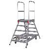 Euroline Premium 516 Mobile Podesttreppe beidseitig begehbar mit Zentralfeststellung fahrbar 5 Stufen