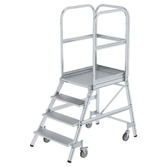 Escabeau mobile en aluminium ondulé 4 marches-Beschreibung lesen