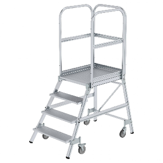 Escabeau mobile en aluminium ondulé 4 marches-Beschreibung lesen