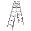 Iller Sprossenstehleiter mit 2x6 Sprossen 3,10m AH und Werkzeugablage