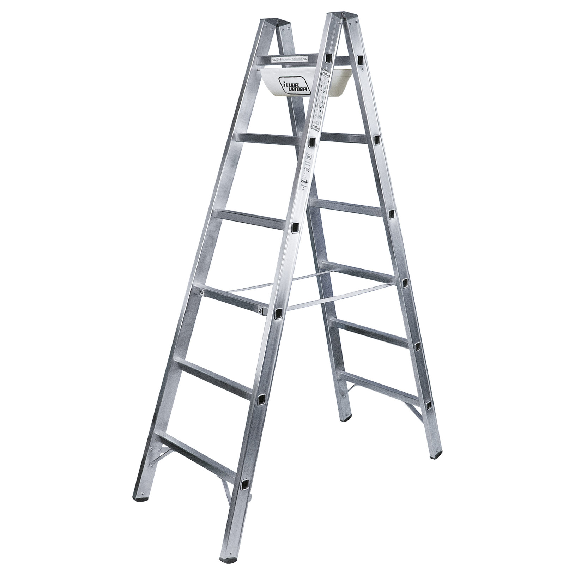 Stehleiter mit 2x6 Sprossen und Werkzeugablage-Beschreibung lesen