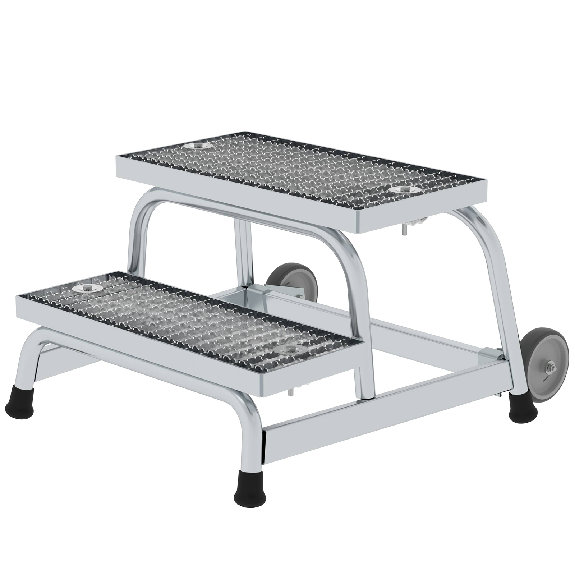 Plate-forme de travail mobile avec une grille en acier Rust 2 niveaux-Leggi tutto