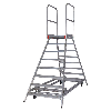 Euroline Premium 516 Mobile Podesttreppe beidseitig begehbar mit Zentralfeststellung fahrbar 8 Stufen