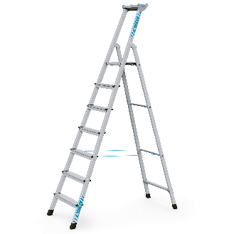 Stehleiter mit 7 Stufen und Sicherheitsplattform-Beschreibung lesen