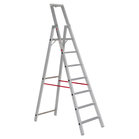 Stehleiter mit Sicherheitsbrücke 7 Stufen-Beschreibung lesen