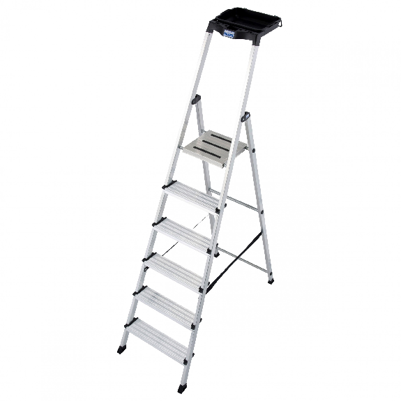 Stehleiter aus Aluminium mit 6 Stufen-Beschreibung lesen