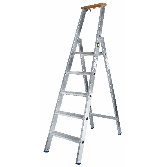 Iller Stufenstehleiter, einseitig begehbar mit 10 Stufen 4,10m AH und Hartholzstufe als Ablage Iller Stufenstehleiter, einseitig begehbar mit 10 Stufen 4,10m AH und Hartholzstufe als Ablage-Beschreibung lesen