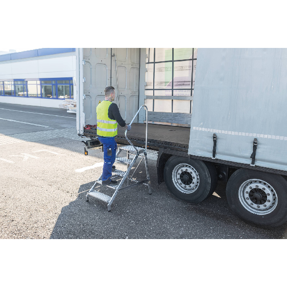 MUNK Aluminium Montagetritt starr mit Handlauf 4 Stufen MUNK Aluminium Montagetritt starr mit Handlauf 4 Stufen-Beschreibung lesen