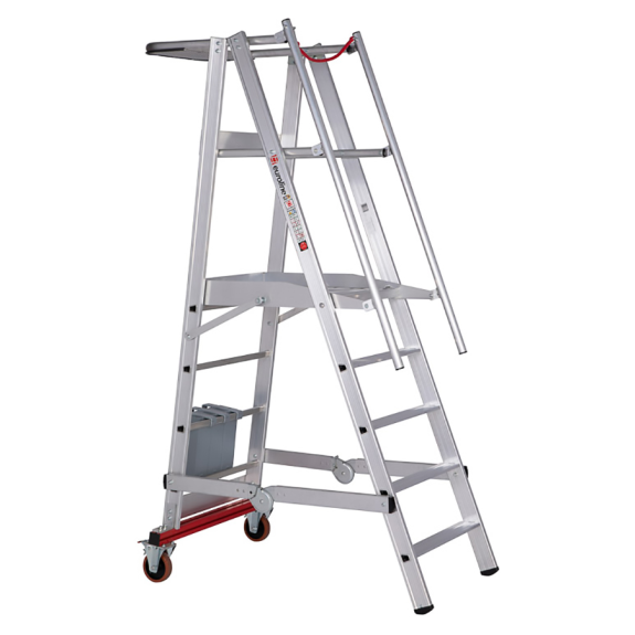 Euroline Premium 32778 Podestleiter fahrbar, klappbar 5 Stufen-Beschreibung lesen