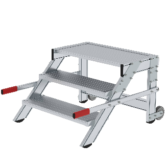 MUNK Arbeitspodest fahrbar Aluminium geriffelt 800mm Stufenbreite 3 Stufen-Beschreibung lesen