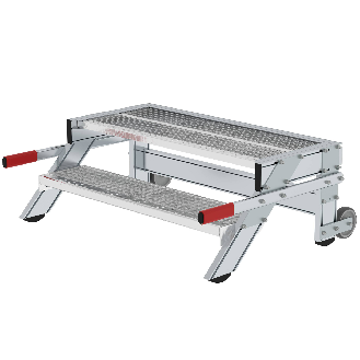 Arbeitsplattform aus Stahl mit Gitterrost 1000 mm, 2 Stufen-Beschreibung lesen