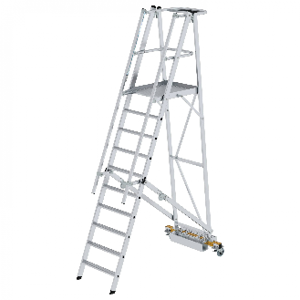 MUNK Podestleiter fahrbar mit schmaler Traverse 10 Stufen-Beschreibung lesen