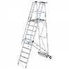 Podestleiter fahrbar mit schmaler Traverse 10 Stufen