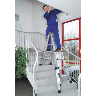 Euroline Premium 31621 Vario-Klappleiter mit Rollen 4x6 Sprossen-Beschreibung lesen