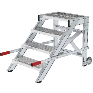 Mobile Arbeitsplattform aus Stahl mit Gitterrost 600 mm, 4 Stufen-Beschreibung lesen