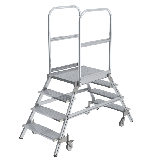 MUNK Podestleiter fahrbar Aluminium geriffelt 2x4 Stufen-Beschreibung lesen