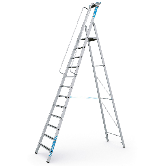 Stehleiter mit Plattform und 12 Stufen-Beschreibung lesen