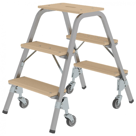 MUNK Stahl-Holz-Tritt mit Brems-Lenkrollen 3 Stufen MUNK Stahl-Holz-Tritt mit Brems-Lenkrollen 3 Stufen-Beschreibung lesen