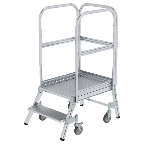 Échelle mobile à plate-forme MUNK, aluminium nervuré, 2 marches-Leer más