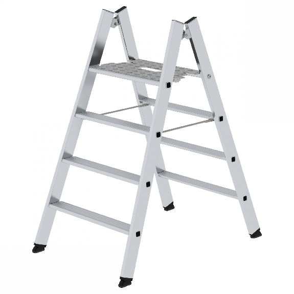 Marchepied pliant MUNK, accès double face, aluminium naturel, 4 marches, 2,99 m AH-Leer más