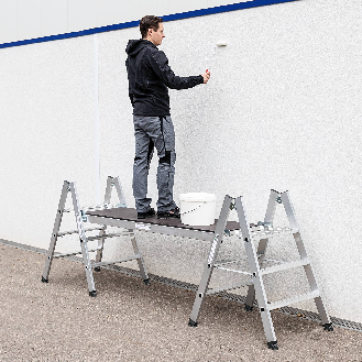 MUNK Klapptritt beidseitig begehbar Alu natur 4 Stufen 2,99m AH-Beschreibung lesen