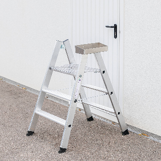 MUNK Klapptritt beidseitig begehbar Alu natur 4 Stufen 2,99m AH-Beschreibung lesen