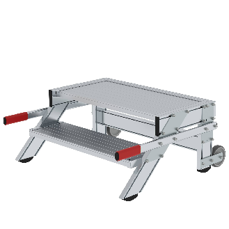 MUNK Arbeitspodest fahrbar Aluminium geriffelt 800mm Stufenbreite 2 Stufen-Beschreibung lesen