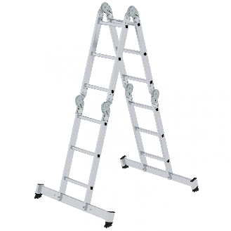 MUNK Vielzweckleiter mit Nivello Traverse und Holzbelag 4x3 Sprossen-Beschreibung lesen