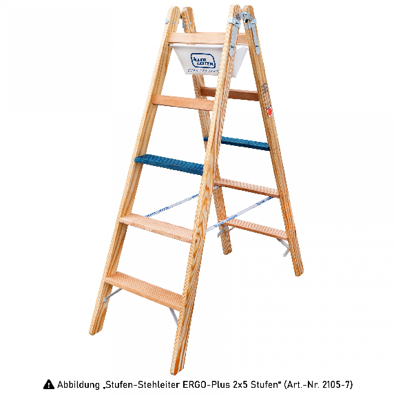 Iller Holz Stufenstehleiter ERGO Plus inkl. Werkzeugtasche und Eimerhaken 2x5 Stufen 2,78m AH Iller Holz Stufenstehleiter ERGO Plus inkl. Werkzeugtasche und Eimerhaken 2x5 Stufen 2,78m AH-Beschreibung lesen