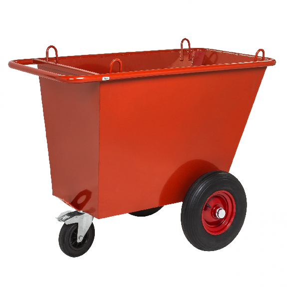 Kongamek Abfallwagen in rot mit 3 Rädern Ø400mm pannensichere Bereifung 1310x720x1000mm 400l Volumen-Beschreibung lesen