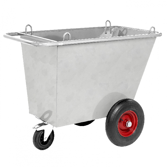 Kongamek Abfallwagen verzinkt mit 3 Rädern Ø400mm pannensichere Bereifung 1310x720x1000mm 400l Volumen-Beschreibung lesen